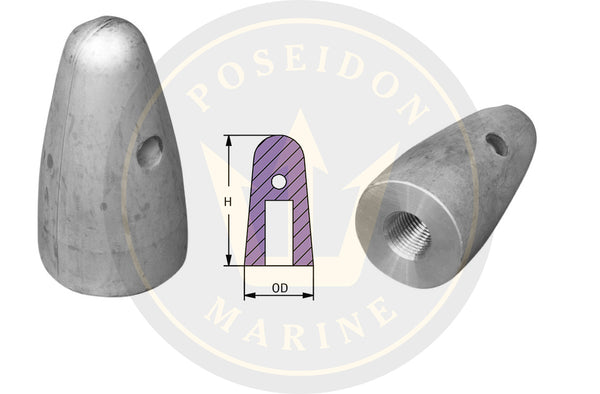 Écrou d'arbre Recmar® anode zinc Volvo Penta 25 mm 30 mm arbre filetage 3/4" 833913