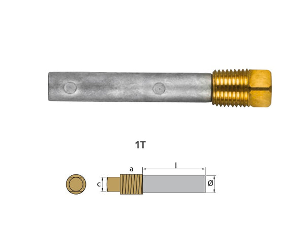 Tecnoseal® 02021T Zinkanodestaafje Caterpillar 3304 3306 3116 6L2283 met stekker 1/4" BSPT