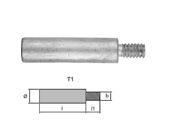 Tecnoseal® 02021/1 Zinc anode rod pencil Caterpillar 3500-series 116-7011 without plug