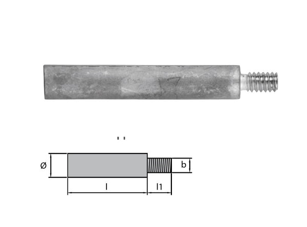 Martyr® Zinc anode rod pencil Caterpillar 3304 3306 3116 6L2283 without plug