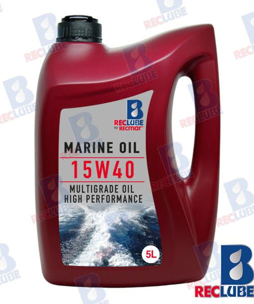 Recmar® Premium multigrade marine engine oil 15W40 5L bottle