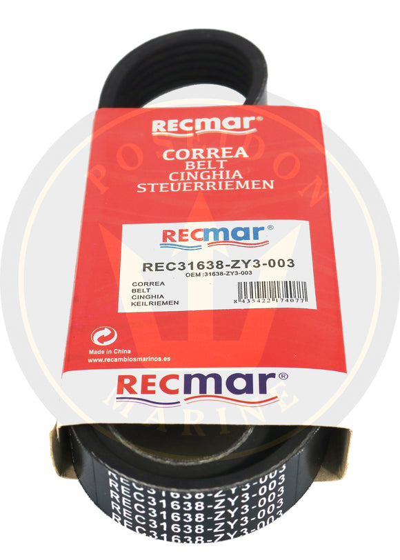 Recmar® alternator Belt for Honda 175-250HP Outboard Repl 31638-ZY3-003