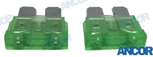 ANCOR 604030 30 AMP ATC 3/4” X 13/16” MARINE GRADE ELECTRICAL FUSE LOT OF 2