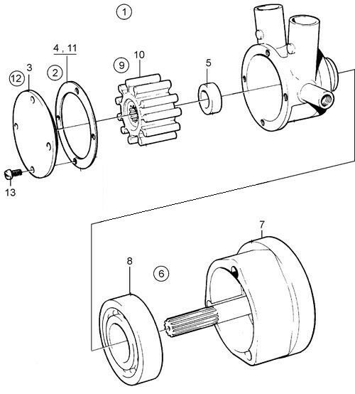 Raw Water Pump Repair kit for Volvo Penta V6 V8 Pumps 856952 857451 ...