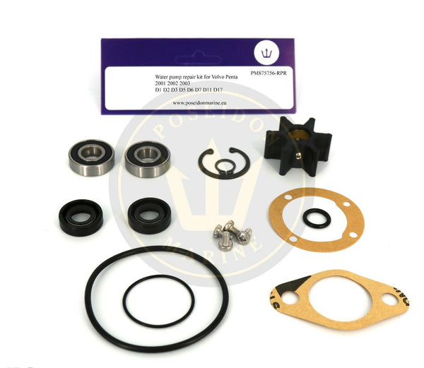 PoseidonMarine® 워터 펌프 키트 볼보 펜타 2001 2002 2003 MD7 875756 3586496 F35B