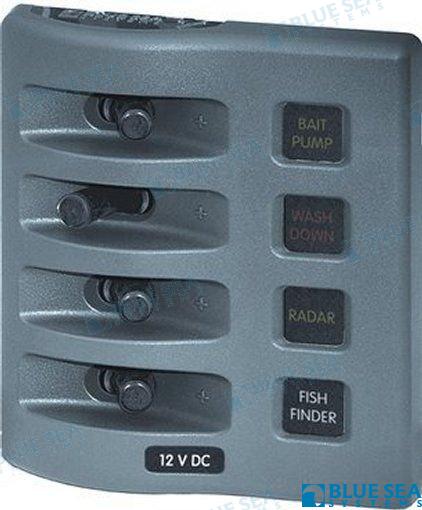 PANEL WD 12VDC MET ZEKERINGEN 4 POS GRIJS