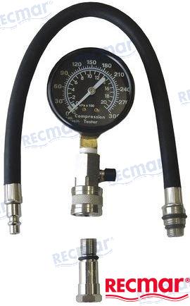 Compression tester kit for GM & Ford inboards