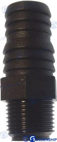 POLYPROPYLENE MALE HOSE CONNECTOR 3/8-15