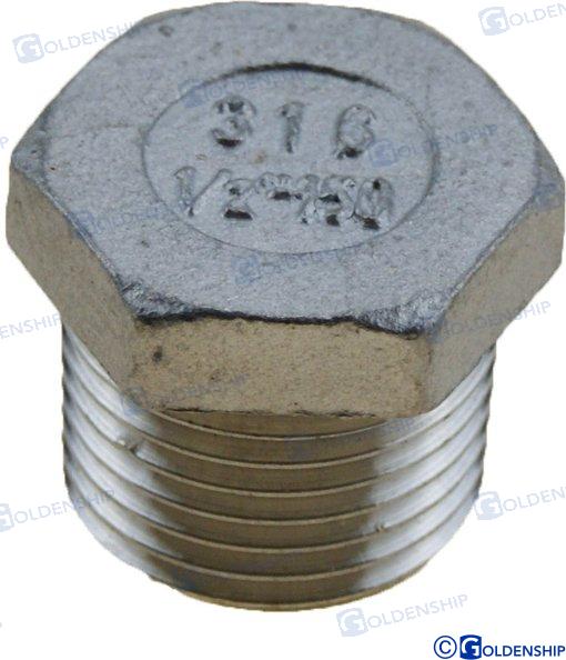 Goldenship® HEX HEAD PLUG AISI 316 1/2" GS30581