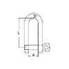 LONG DEE SHACKLE AISI-316 6 MM (PACK 15)