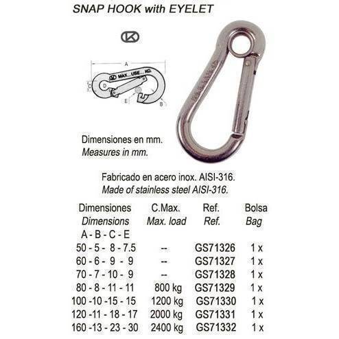Mousqueton Crochet 7 Mm – électro-galvanisé – Lot De 10 (CH07EGP10)