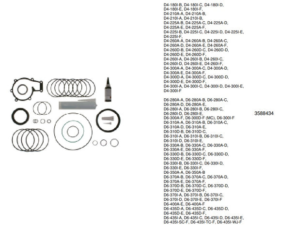 Kit de juntas de conversión para Volvo Penta D4 D6 reemplaza 3588434