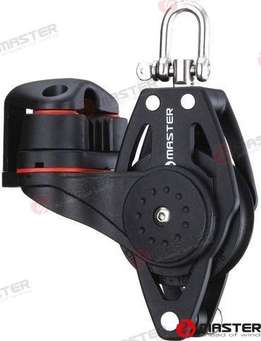 Single becket swivel shackle block angle fairlead cleat