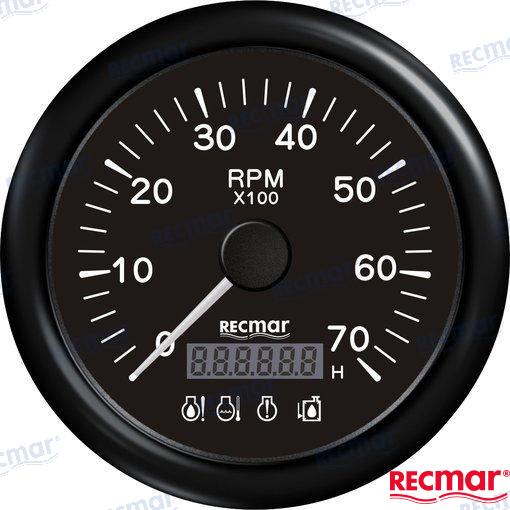 Tachometer 7000 rpm Led-Alarm Black