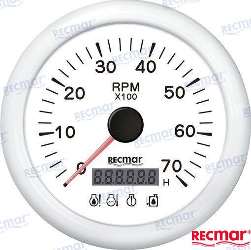 Tachometer 7000 rpm Led-Alarm White