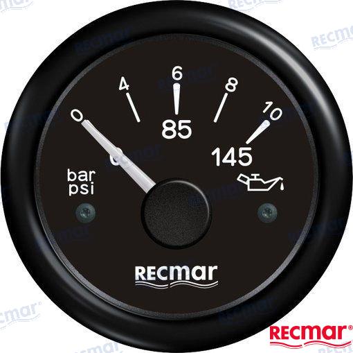 Recmar ®오일 압력 10-184º 0/10 BAR 블랙 (머큐리, 마리너, 야마하, 스즈키 선외기용)