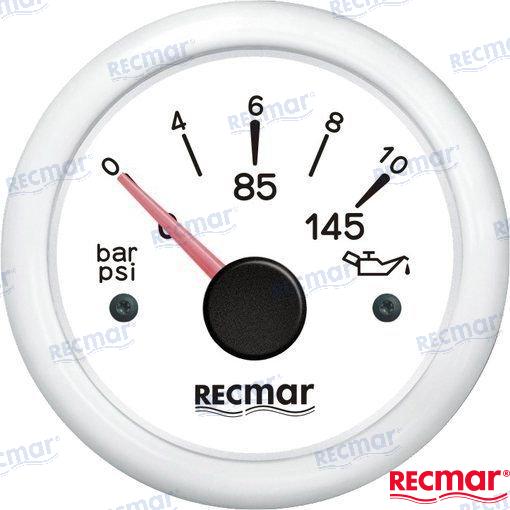 Recmar ® 오일 압력 10-184º 0/10 BAR 흰색 (머큐리, 마리너, 야마하, 스즈키 선외기용)