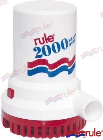 Rule® 빌지 펌프 2000GPH 12V DC 비자동 RU10