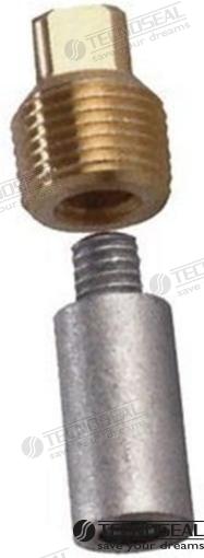 Volvo Penta blyantsanode Ø15 L.40 med messingprop, 1/2'' Bspt
