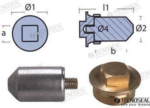 Volvo Penta pencil anode Ø26 - L 40 - with brass plug th. 1'' GAS (bspp)