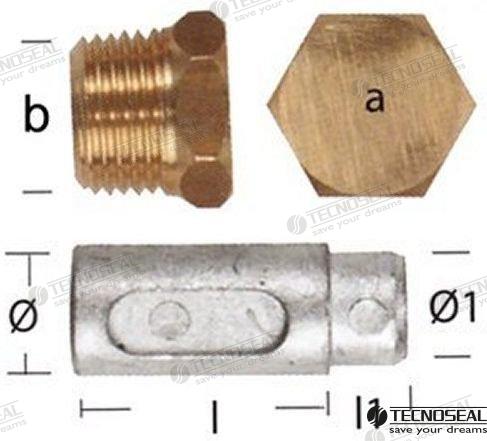 Lombardini potloodanode - compleet met messing plug 1/2''Bspt