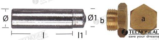 롬바르디니 연필 양극 Ø15 L.30 구경, 황동 마개 포함, 18X1.5