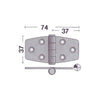 SS. DOOR HINGE 74*37 MM.