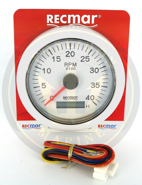 Recmar Marine omdrejningstæller hvid 0-4000 o/min